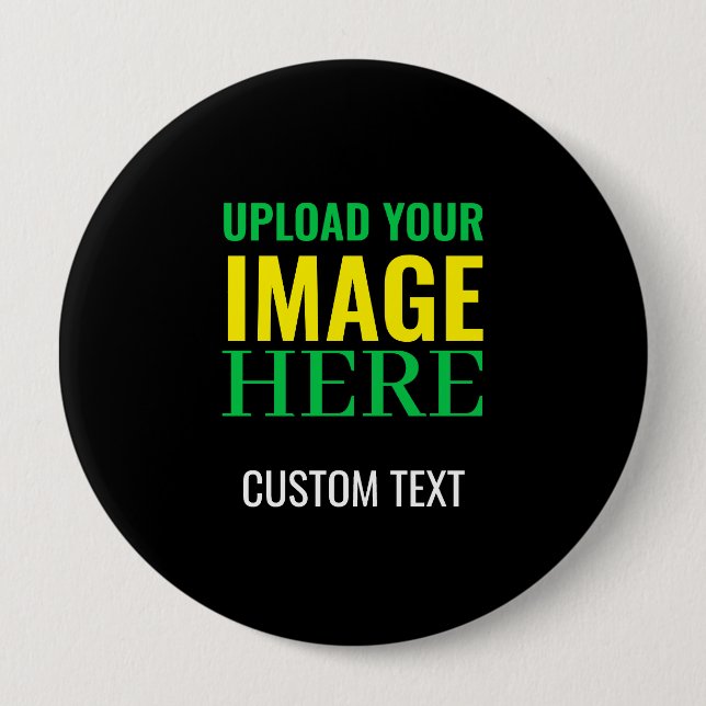 Modern Editable Simple Black Image and Text Design 4 Inch Round Button (Front)