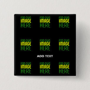 MODERN EDITABLE SIMPLE BLACK IMAGE TEXT TEMPLATE 2 INCH SQUARE BUTTON