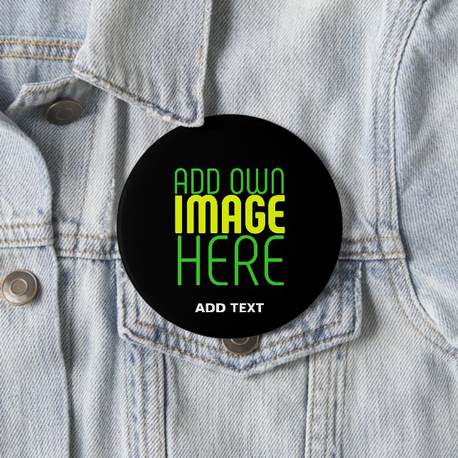 MODERN EDITABLE SIMPLE BLACK IMAGE TEXT TEMPLATE 4 INCH ROUND BUTTON (In Situ)