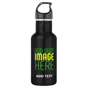 MODERN EDITABLE SIMPLE BLACK IMAGE TEXT TEMPLATE 532 ML WATER BOTTLE