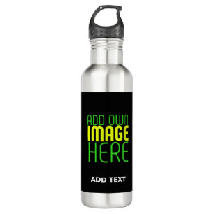 MODERN EDITABLE SIMPLE BLACK IMAGE TEXT TEMPLATE 710 ML WATER BOTTLE