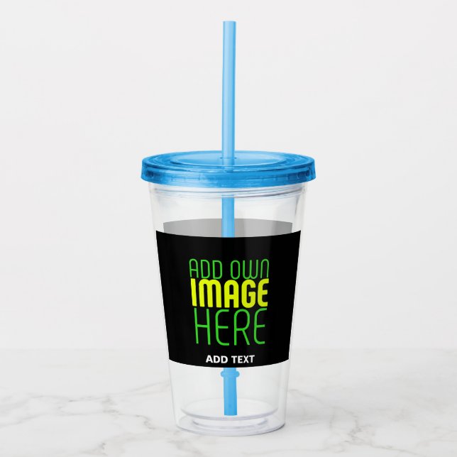 MODERN EDITABLE SIMPLE BLACK IMAGE TEXT TEMPLATE ACRYLIC TUMBLER (Front)
