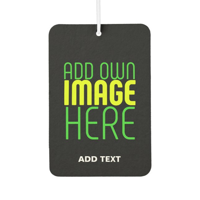 MODERN EDITABLE SIMPLE BLACK IMAGE TEXT TEMPLATE AIR FRESHENER (Front)