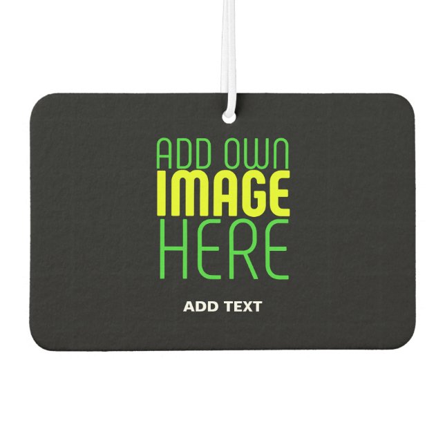 MODERN EDITABLE SIMPLE BLACK IMAGE TEXT TEMPLATE AIR FRESHENER (Front)