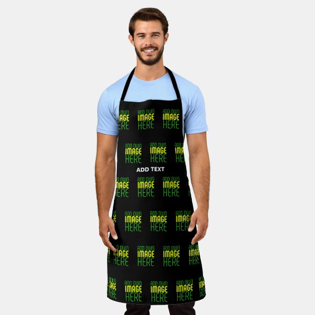 MODERN EDITABLE SIMPLE BLACK IMAGE TEXT TEMPLATE APRON (Worn)