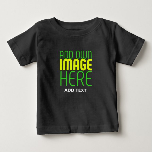 MODERN EDITABLE SIMPLE BLACK IMAGE TEXT TEMPLATE BABY T-Shirt (Front)