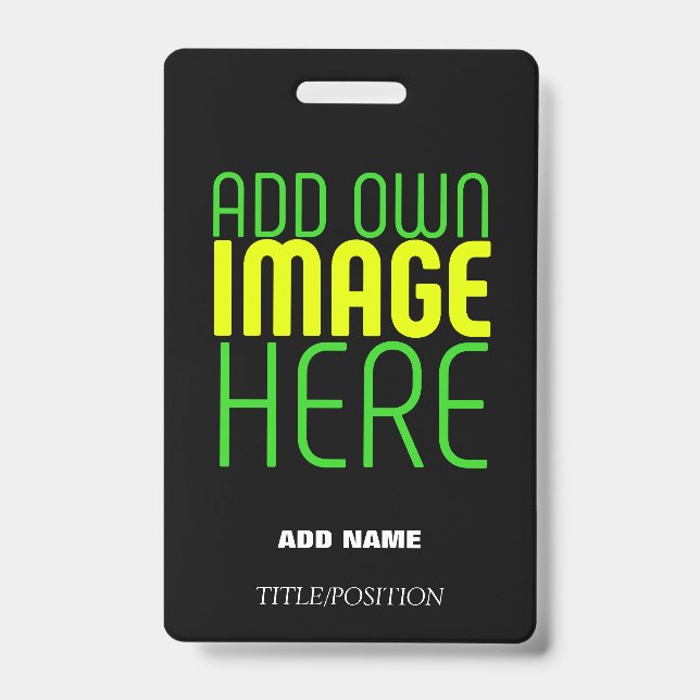 MODERN EDITABLE SIMPLE BLACK IMAGE TEXT TEMPLATE BADGE (Front)