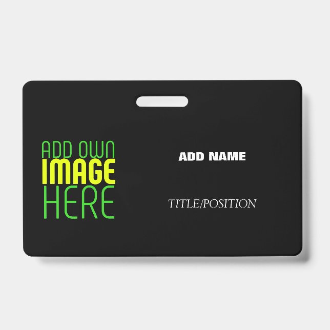 MODERN EDITABLE SIMPLE BLACK IMAGE TEXT TEMPLATE BADGE (Front)