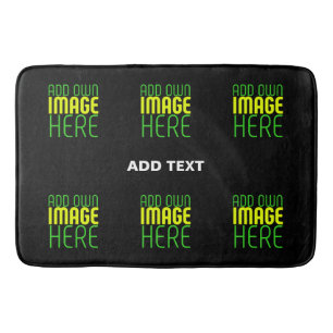MODERN EDITABLE SIMPLE BLACK IMAGE TEXT TEMPLATE BATH MAT
