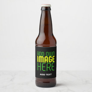 MODERN EDITABLE SIMPLE BLACK IMAGE TEXT TEMPLATE BEER BOTTLE LABEL