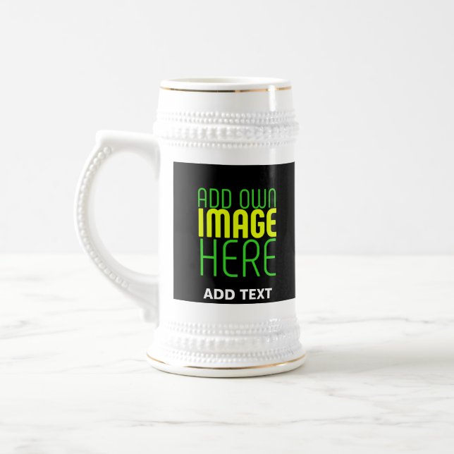 MODERN EDITABLE SIMPLE BLACK IMAGE TEXT TEMPLATE BEER STEIN (Left)