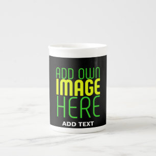 MODERN EDITABLE SIMPLE BLACK IMAGE TEXT TEMPLATE BONE CHINA MUG