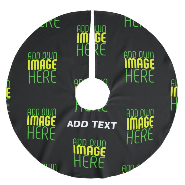 MODERN EDITABLE SIMPLE BLACK IMAGE TEXT TEMPLATE BRUSHED POLYESTER TREE SKIRT (Front)