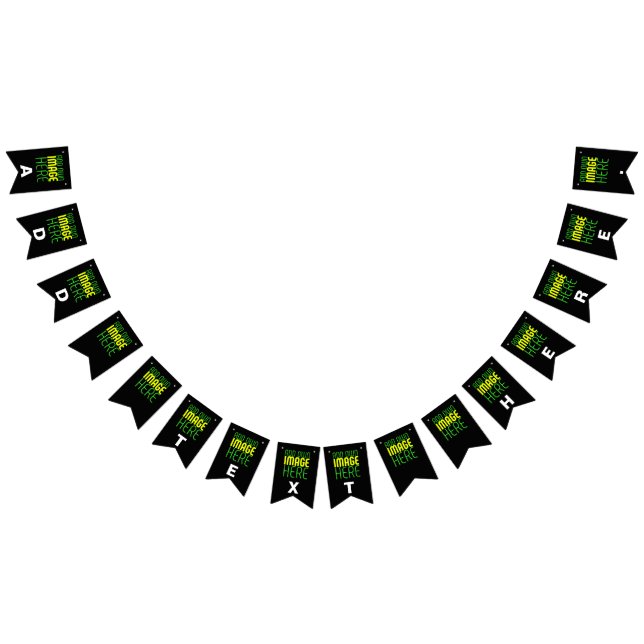 MODERN EDITABLE SIMPLE BLACK IMAGE TEXT TEMPLATE BUNTING FLAGS (All)