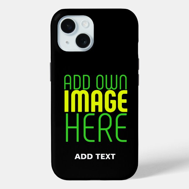 MODERN EDITABLE SIMPLE BLACK IMAGE TEXT TEMPLATE Case-Mate iPhone CASE (Back)