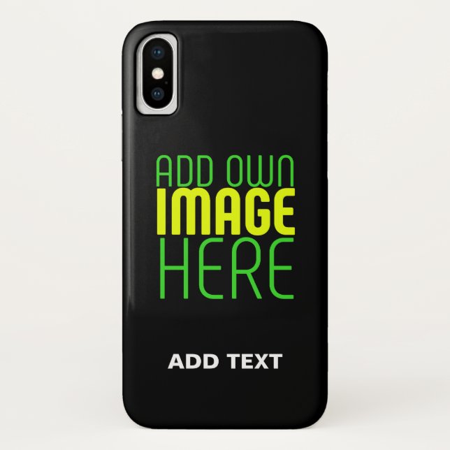 MODERN EDITABLE SIMPLE BLACK IMAGE TEXT TEMPLATE Case-Mate iPhone CASE (Back)