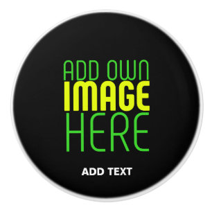 MODERN EDITABLE SIMPLE BLACK IMAGE TEXT TEMPLATE CERAMIC KNOB