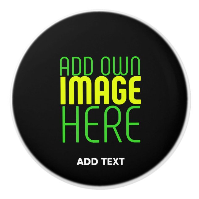 MODERN EDITABLE SIMPLE BLACK IMAGE TEXT TEMPLATE CERAMIC KNOB (Front)