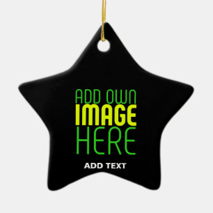 MODERN EDITABLE SIMPLE BLACK IMAGE TEXT TEMPLATE CERAMIC ORNAMENT