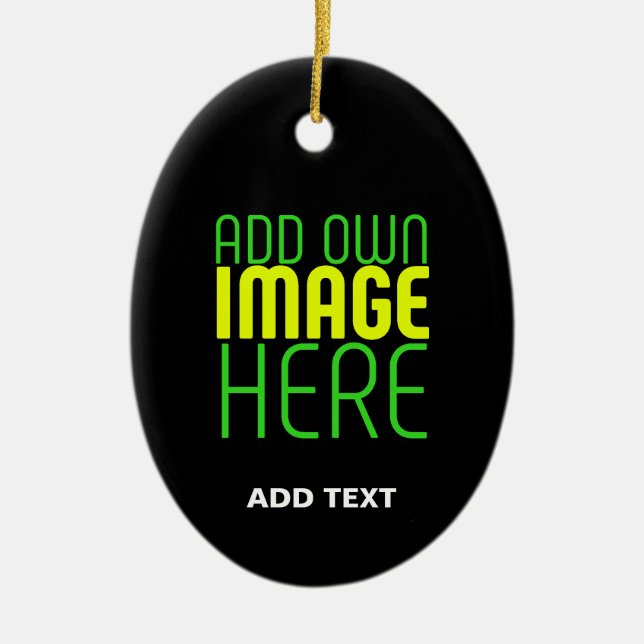 MODERN EDITABLE SIMPLE BLACK IMAGE TEXT TEMPLATE CERAMIC ORNAMENT (Front)