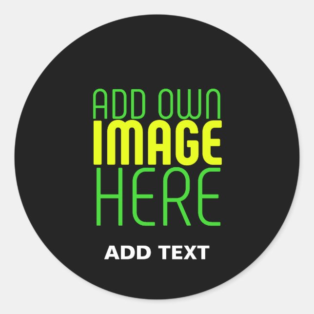 MODERN EDITABLE SIMPLE BLACK IMAGE TEXT TEMPLATE CLASSIC ROUND STICKER (Front)