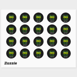 MODERN EDITABLE SIMPLE BLACK IMAGE TEXT TEMPLATE CLASSIC ROUND STICKER
