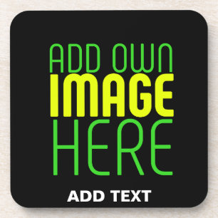 MODERN EDITABLE SIMPLE BLACK IMAGE TEXT TEMPLATE COASTER