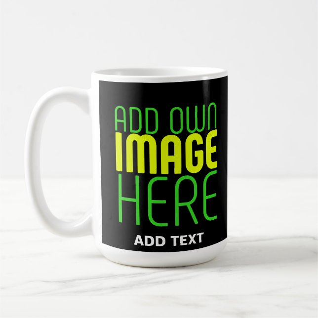 MODERN EDITABLE SIMPLE BLACK IMAGE TEXT TEMPLATE COFFEE MUG (Left)