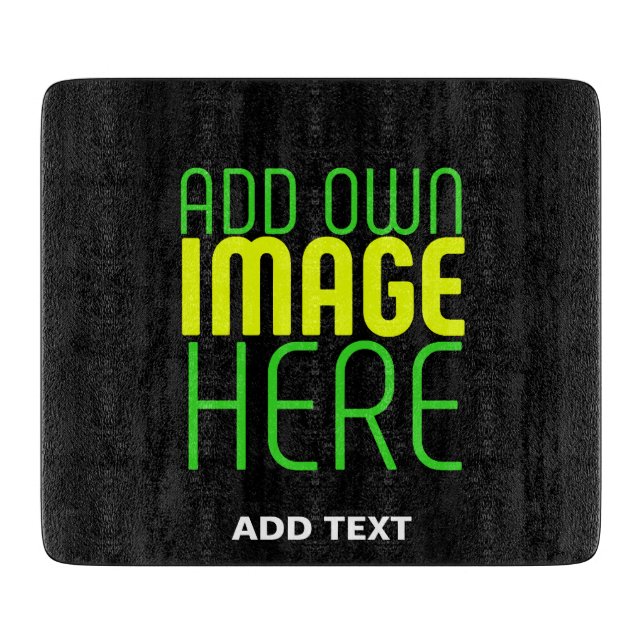 MODERN EDITABLE SIMPLE BLACK IMAGE TEXT TEMPLATE CUTTING BOARD (Front)