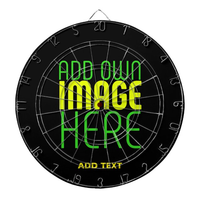 MODERN EDITABLE SIMPLE BLACK IMAGE TEXT TEMPLATE DARTBOARD (Front)