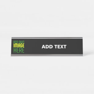 MODERN EDITABLE SIMPLE BLACK IMAGE TEXT TEMPLATE DESK NAME PLATE