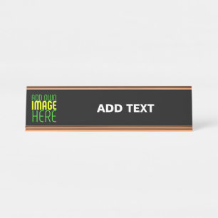 MODERN EDITABLE SIMPLE BLACK IMAGE TEXT TEMPLATE DESK NAME PLATE