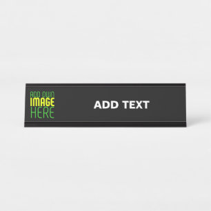 MODERN EDITABLE SIMPLE BLACK IMAGE TEXT TEMPLATE DESK NAME PLATE