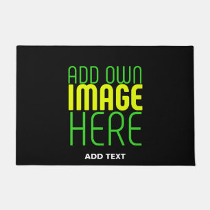 MODERN EDITABLE SIMPLE BLACK IMAGE TEXT TEMPLATE DOORMAT