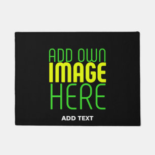 MODERN EDITABLE SIMPLE BLACK IMAGE TEXT TEMPLATE DOORMAT