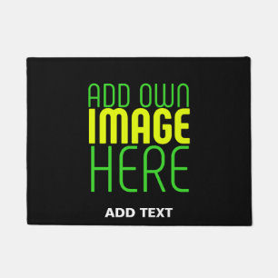 MODERN EDITABLE SIMPLE BLACK IMAGE TEXT TEMPLATE DOORMAT
