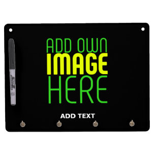 MODERN EDITABLE SIMPLE BLACK IMAGE TEXT TEMPLATE DRY ERASE BOARD WITH KEYCHAIN HOLDER