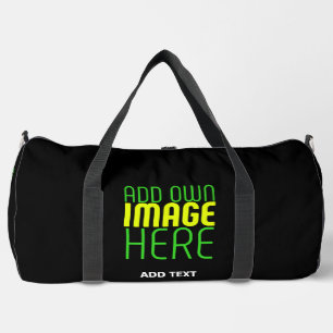 MODERN EDITABLE SIMPLE BLACK IMAGE TEXT TEMPLATE DUFFLE BAG