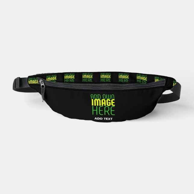 MODERN EDITABLE SIMPLE BLACK IMAGE TEXT TEMPLATE FANNY PACK (Front)