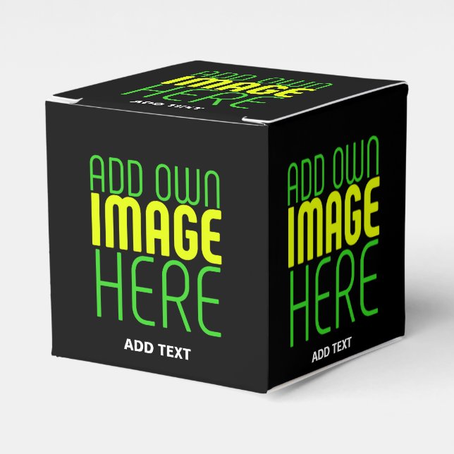 MODERN EDITABLE SIMPLE BLACK IMAGE TEXT TEMPLATE FAVOR BOX (Front Side)