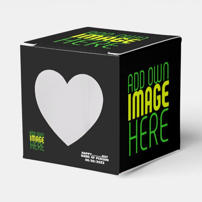 MODERN EDITABLE SIMPLE BLACK IMAGE TEXT TEMPLATE FAVOR BOX (Front Side)