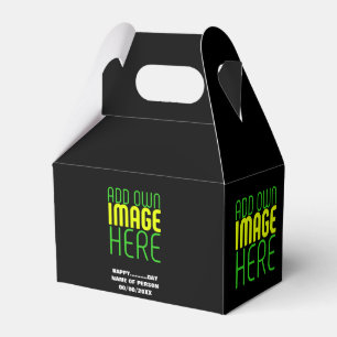 MODERN EDITABLE SIMPLE BLACK IMAGE TEXT TEMPLATE FAVOR BOX