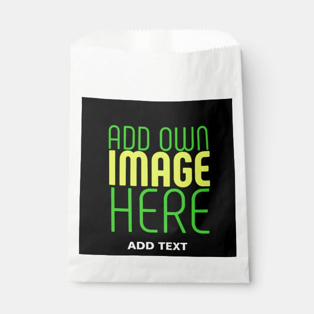 MODERN EDITABLE SIMPLE BLACK IMAGE TEXT TEMPLATE FAVOUR BAG (Front)