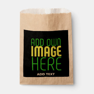MODERN EDITABLE SIMPLE BLACK IMAGE TEXT TEMPLATE FAVOUR BAG