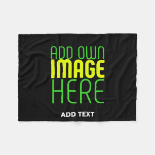 MODERN EDITABLE SIMPLE BLACK IMAGE TEXT TEMPLATE FLEECE BLANKET
