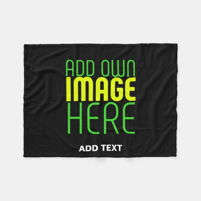 MODERN EDITABLE SIMPLE BLACK IMAGE TEXT TEMPLATE FLEECE BLANKET (Front (Horizontal))