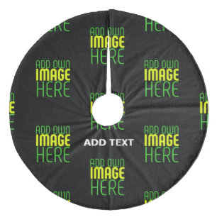 MODERN EDITABLE SIMPLE BLACK IMAGE TEXT TEMPLATE FLEECE TREE SKIRT