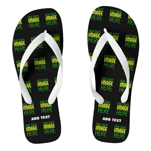 MODERN EDITABLE SIMPLE BLACK IMAGE TEXT TEMPLATE FLIP FLOPS (Footbed)