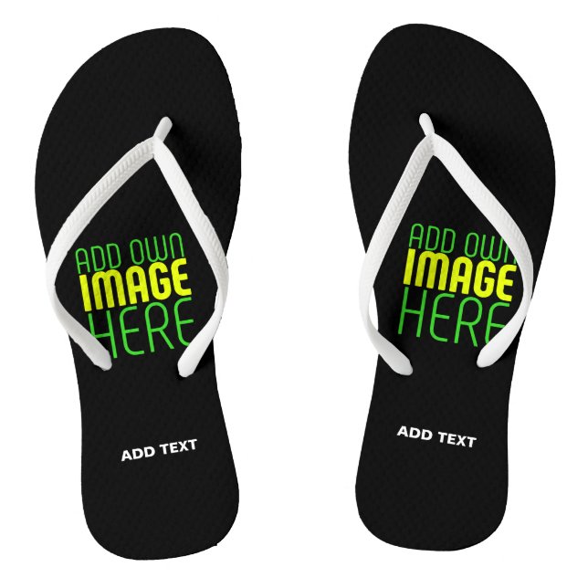 MODERN EDITABLE SIMPLE BLACK IMAGE TEXT TEMPLATE FLIP FLOPS (Footbed)