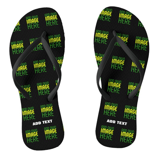 MODERN EDITABLE SIMPLE BLACK IMAGE TEXT TEMPLATE FLIP FLOPS (Footbed)